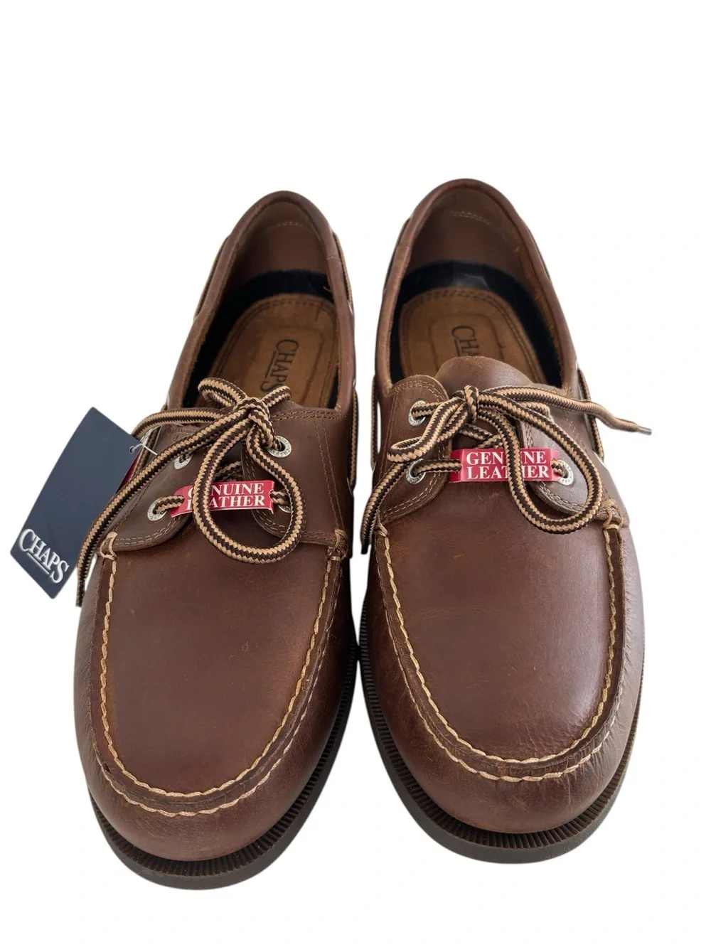 Chaps Ralph Lauren Brown Leather Boat Shoes Mens 12 M Preppy Classic NEW!